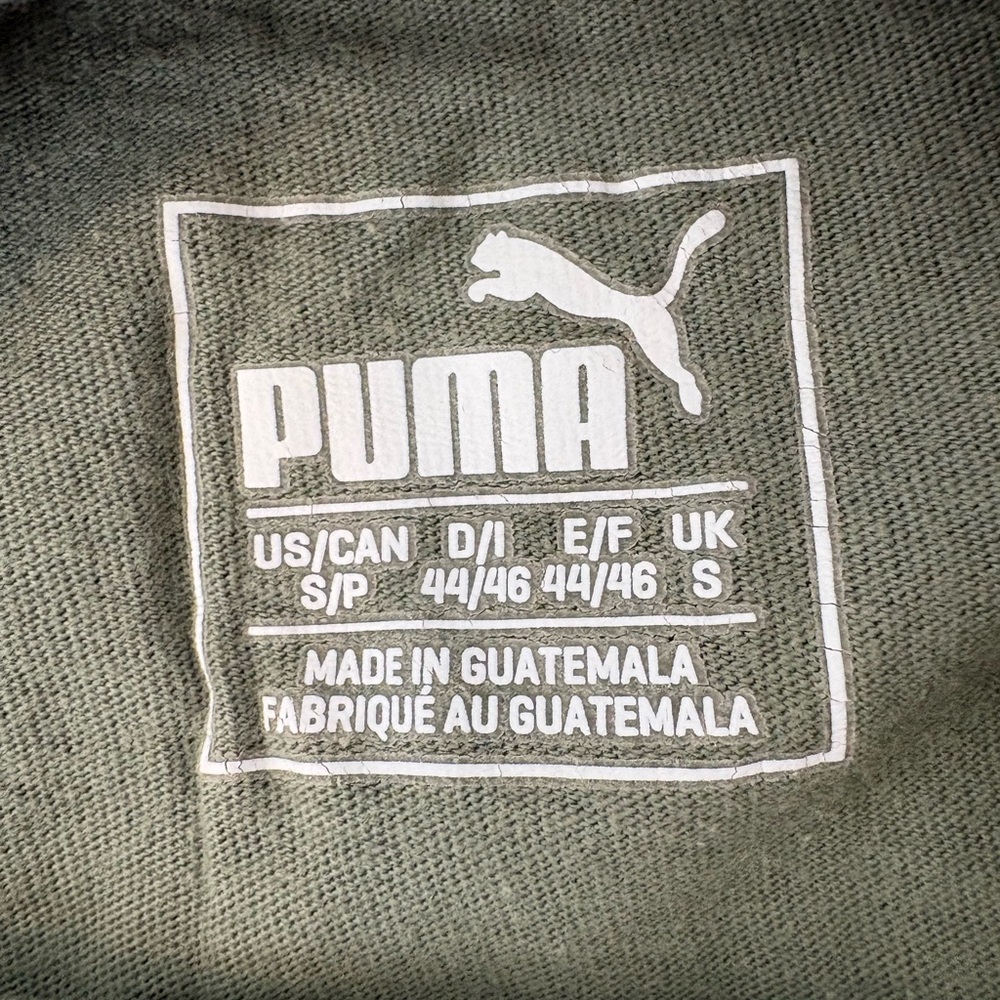 Puma Olive Green Crewneck Tee with White Logo Print - Picture 3 of 4